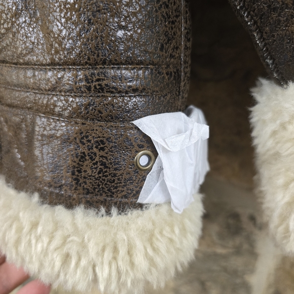NWT Mango Vintage Effect Shearling Jacket - Picture 3 of 11